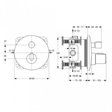 Ideal Standard Ceratherm 100 potinkinės termostatinės dušo sistemos komplektas, chromas 3