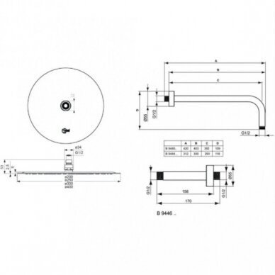 Ideal Standard Ceratherm 100 potinkinės termostatinės dušo sistemos komplektas, chromas 4