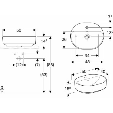 Geberit VariForm pastatomas praustuvas, 50 x 40 cm, baltas Geberit VariForm pastatomas praustuvas, 50 x 40 cm, baltas