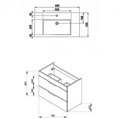 Jika Cube spintelė su praustuvu, 800x430 mm, h=607 mm, 2A, balta H4537621763001 2