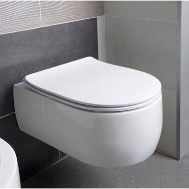 Kerasan Flo pakabinamas WC 50cm su SLIM lėtai nusileidžiančiu dangčiu, baltas Kerasan Flo pakabinamas WC 50cm su SLIM lėtai nusileidžiančiu dangčiu, baltas