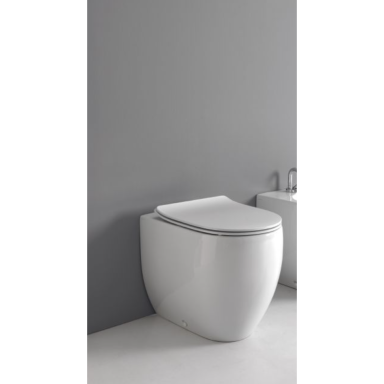Kerasan Flo pristatomas klozetas su Slim lėtai nusileidžiančiu dangčiu, 56cm, matinis baltas