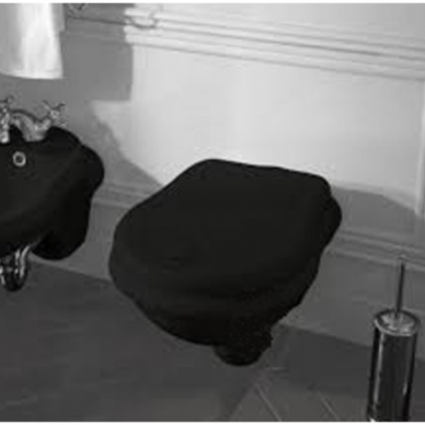 Kerasan Retro pakabinamas WC, blizgus juodas su lėtai nusileidžiančiu dangčiu