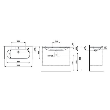Laufen LUA pakabinamas praustuvas, 100 x 46cm, baltas, H810089 Laufen LUA pakabinamas praustuvas, 100 x 46cm, baltas, H810089