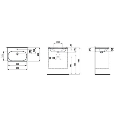 Laufen LUA pakabinamas praustuvas, 65 x 46cm, baltas, H810084 Laufen LUA pakabinamas praustuvas, 65 x 46cm, baltas, H810084