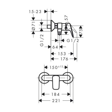 Hansgrohe Logis dušo maišytuvas, chromas 71600000 Hansgrohe Logis dušo maišytuvas, chromas 71600000