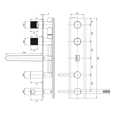 Omnires Contour 5 dalių vonios maišytuvas, chromas