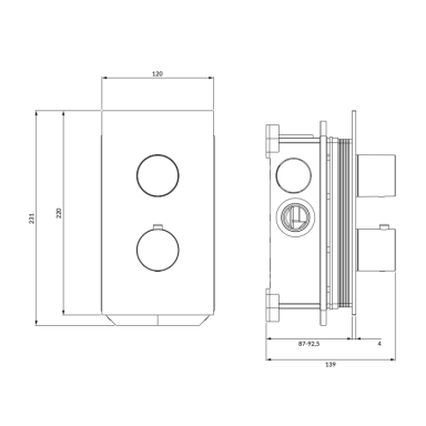 Omnires Contour termostatinis dušo/vonios maišytuvas, chromas CT8036CR Omnires Contour termostatinis dušo/vonios maišytuvas, chromas CT8036CR
