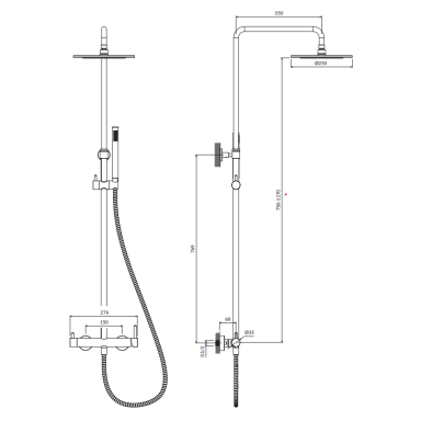 Omnires Y virštinkinė dušo sistema, braižytos bronzos spalvos Y1244MBSB Omnires Y virštinkinė dušo sistema, braižytos bronzos spalvos Y1244MBSB