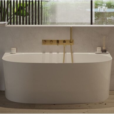 Omnires Valencia M+ akmens masės vonia, 158 x 86cm, balta, VALENCIAWPBP 2