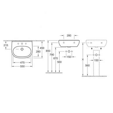 Villeroy & Boch O.novo praustuvas 550 x 450 mm, baltas 1 Villeroy & Boch O.novo praustuvas 550 x 450 mm, baltas 1