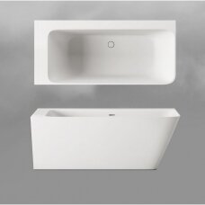 PAA Quadro Corner D akmens masės vonia, 160 x 75 cm, balta blizgi, VAQUACOSD/00