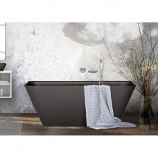 PAA Quadro Graphite akmens masės vonia, 160 x 75cm, grafito spalva, VAQUAS/01