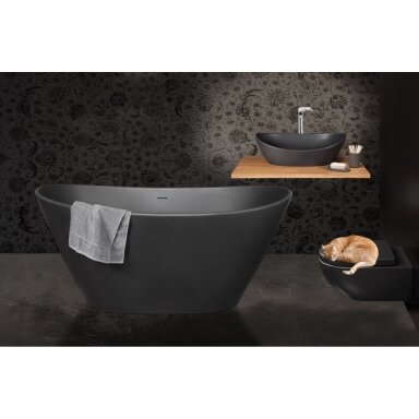 PAA Amore Graphite akmens masės vonia, 160 x 85cm, juodos spalvos PAA Amore Graphite akmens masės vonia, 160 x 85cm, juodos spalvos