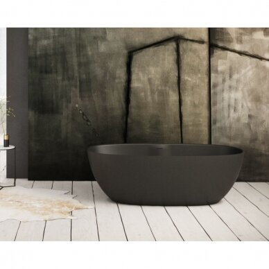 PAA Bella Graphite akmens masės vonia, 170 x 80cm, juoda, VABELS/01 2