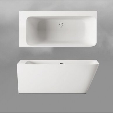 PAA Quadro Corner D akmens masės vonia, 160 x 75 cm, balta blizgi, VAQUACOSD/00 1