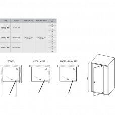 Ravak Pivot PDOP2 dušo durys, 100cm, profilis baltas, stiklas skaidrus
