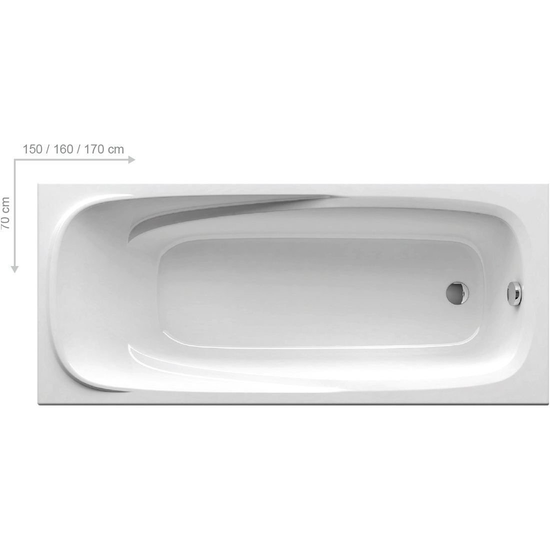 Ravak Vanda II akrilinė vonia, 150;160;170 x 70, balta 1 Ravak Vanda II akrilinė vonia, 150;160;170 x 70, balta 1