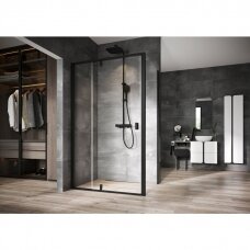 Ravak Nexty NDOP+NPSS dušo kabina, varstomos durys, juodas profilis, skaidrus stiklas, dydžių pasirinkimas