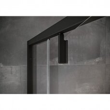 Ravak Nexty NSKK3 pusapvalė dušo kabina su varstomomis durimis, juodas profilis, skaidrus stiklas