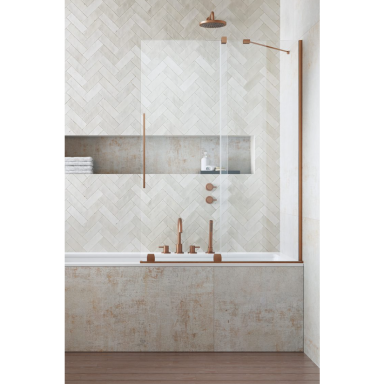 Radaway Furo Brushed Copper PND II stumdoma vonios sienelė, skaidrus stiklas, braižyto vario profilis, dydžių pasirinkimas Radaway Furo Brushed Copper PND II stumdoma vonios sienelė, skaidrus stiklas, braižyto vario profilis, dydžių pasirinkimas
