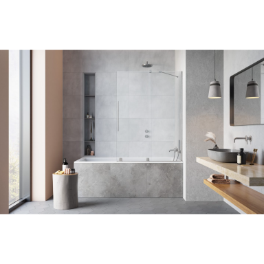 Radaway Furo Brushed Nickel PND II stumdoma vonios sienelė, skaidrus stiklas, braižyto nikelio profilis, dydžių pasirinkimas Radaway Furo Brushed Nickel PND II stumdoma vonios sienelė, skaidrus stiklas, braižyto nikelio profilis, dydžių pasirinkimas