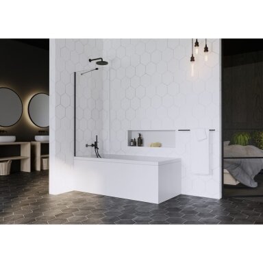 Radaway Idea Black PNJ II stacionari vonios sienelė, juodos spalvos