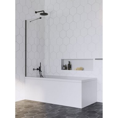 Radaway Idea Black PNJ II stacionari vonios sienelė, juodos spalvos
