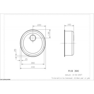 Reginox R18 390 OKG virtuvinė plautuvė, d - 44 cm, nerūdijančio plieno Reginox R18 390 OKG virtuvinė plautuvė, d - 44 cm, nerūdijančio plieno