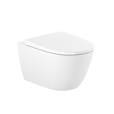 Roca Ona Rimless pakabinamas klozetas su lėtai nusileidžiančiu dangčiu 53x36 cm, baltas Roca Ona Rimless pakabinamas klozetas su lėtai nusileidžiančiu dangčiu 53x36 cm, baltas