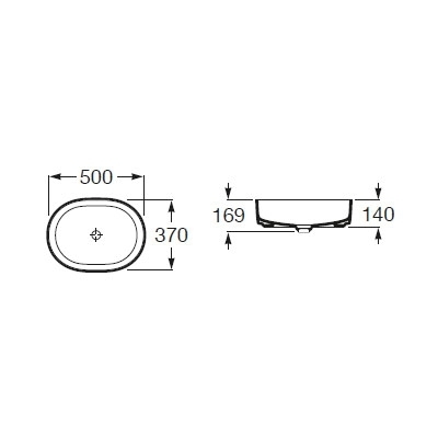 Roca Inspira Round pastatomas praustuvas, 50 x 37 cm, baltas A327520000 1