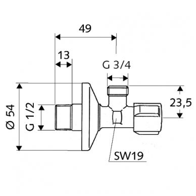 Schell kampinis ventilis COMFORT, 1/2" x 3/4" 1 Schell kampinis ventilis COMFORT, 1/2" x 3/4" 1