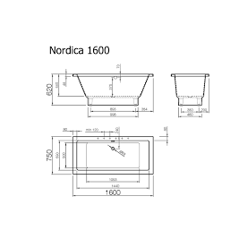 Vispool Nordica akmens masės vonia, 160 x 75, balta 1
