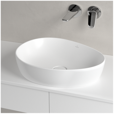 Villeroy & Boch Antao pastatomas asimetrinis praustuvas 51x40 cm su dugno vožtuvu, baltas 4A7351R1 Villeroy & Boch Antao pastatomas asimetrinis praustuvas 51x40 cm su dugno vožtuvu, baltas 4A7351R1