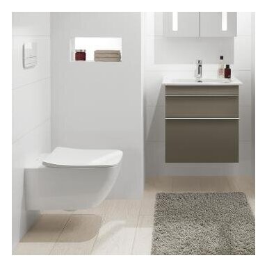 Villeroy&Boch Venticello DirectFlush pakabinamas klozetas, 37,5 cm x 56 cm, su QR/lėtai nusileidžiančiu dangčiu 9M80S101, SupraFix, baltas su CP Villeroy&Boch Venticello DirectFlush pakabinamas klozetas, 37,5 cm x 56 cm, su QR/lėtai nusileidžiančiu dangčiu 9M80S101, SupraFix, baltas su CP