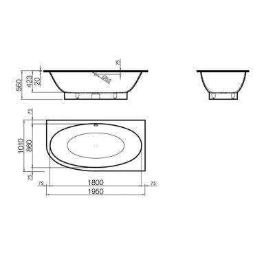 Vispool Gemma 3L akmens masės vonia, 195 x 101 cm, balta Vispool Gemma 3L akmens masės vonia, 195 x 101 cm, balta