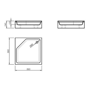 Vispool KD-90 akmens masės dušo padėklas, 90 x 90 cm, baltas Vispool KD-90 akmens masės dušo padėklas, 90 x 90 cm, baltas