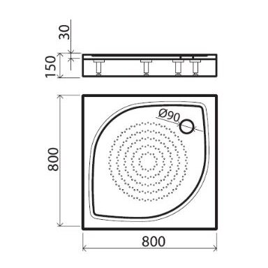 Vispool KK-80 akmens masės dušo padėklas, 80 x 80 cm, baltas Vispool KK-80 akmens masės dušo padėklas, 80 x 80 cm, baltas