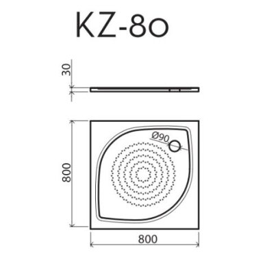 Vispool KZ-80 akmens masės dušo padėklas, 80 x 80 cm, baltas Vispool KZ-80 akmens masės dušo padėklas, 80 x 80 cm, baltas