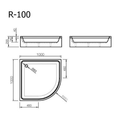 Vispool R-100 akmens masės dušo padėklas, 100 x 100 cm, baltas Vispool R-100 akmens masės dušo padėklas, 100 x 100 cm, baltas