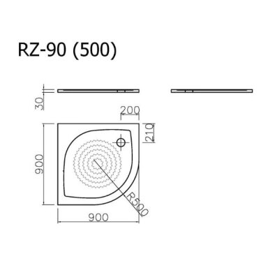 Vispool RZ-90 akmens masės dušo padėklas, 90 x 90 cm, baltas Vispool RZ-90 akmens masės dušo padėklas, 90 x 90 cm, baltas